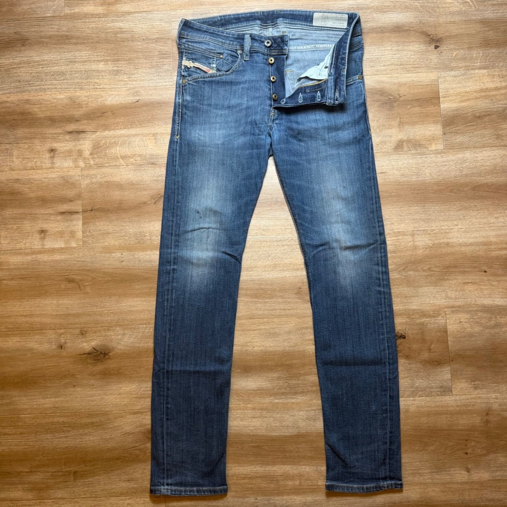 Diesel Belther Jeans Mens 29x32 Blue Regular Slim Tapered Stretch Denim 0814W